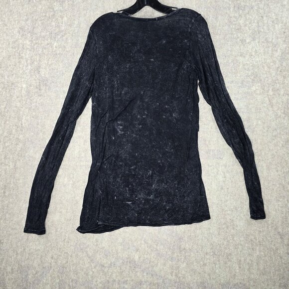 Daytrip Womens Black Long Sleeve Top Medium Rayon Blend Graphic Y2k - Picture 2 of 7